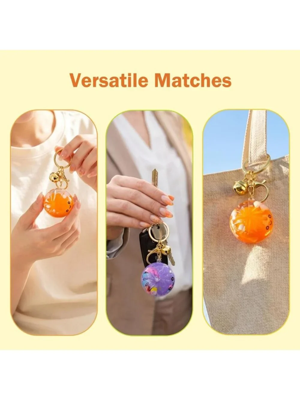 8 Pack Cute Dumpling Keychains - 3D Fidget Bag Charms with Bell, Fun Gift Set